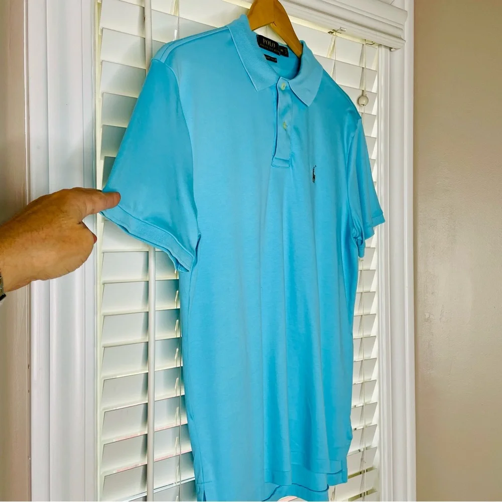 ๐ฉท POLO RALPH LAUREN MEMS SIZE MEDIUM SKY BLUE PIMA SOFT TOUCH LIKE NEW SHIRT - Picture 3 of 4